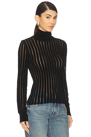 Blumarine Turtleneck Knit Sweater in Black. Size XS. Also