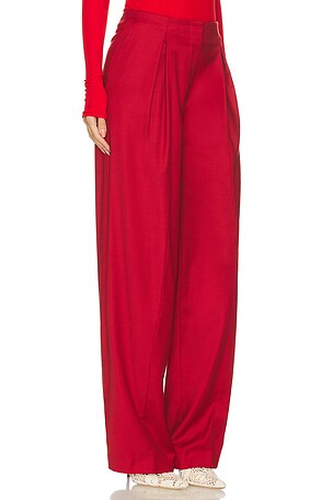 Blumarine Twill Wide Leg in Red. Size 42. Also