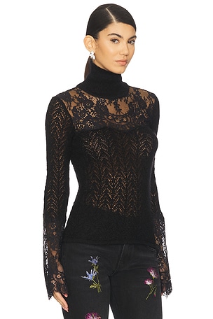 Blumarine Knit Lace Top in Black