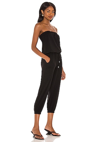 Bobi Jersey Strapless Jumpsuit in Black