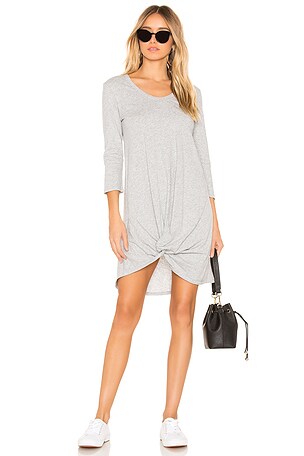 knot front jersey dress Alex Evenings Petite Fiona Embellished Sleeve Jersey Dress Navy / 6P
