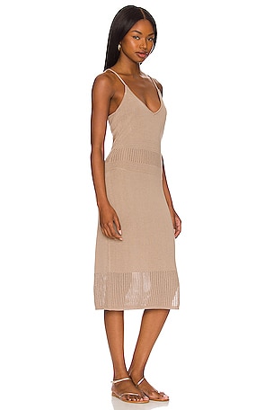 Bobi Bodycon Midi Dress in Taupe