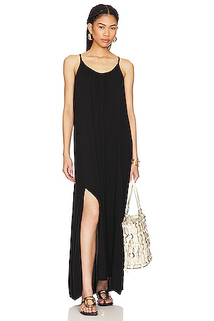 Bobi Slit Hem Maxi Dress in Black | REVOLVE