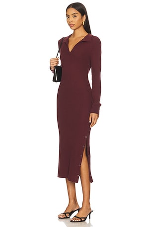 Bobi Polo With Snap Slit Dress in Burgundy