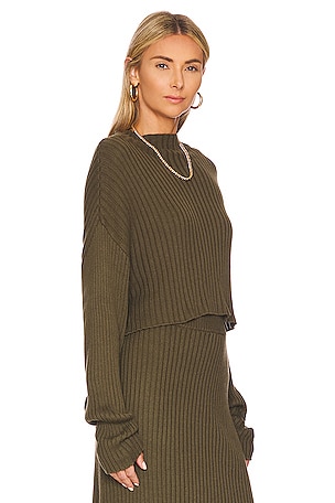 Bobi Cropped Pullover in Olive