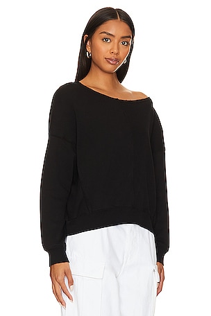 Bobi Off The Shoulder Crewneck in Black