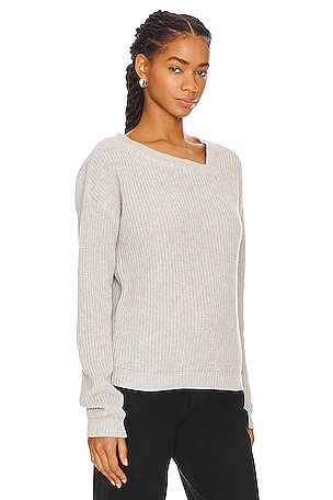 Bobi Asymmetric Neck Sweater in Light Grey