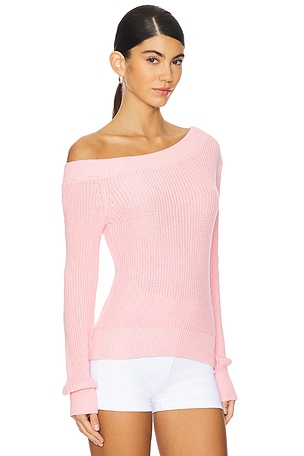 Bobi One Shoulder Sweater in Pink