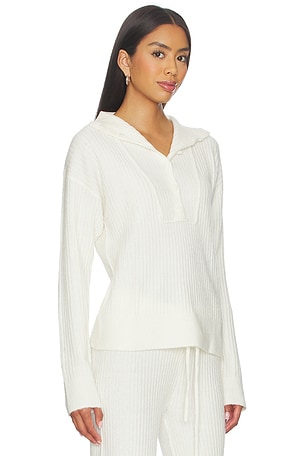 Bobi Button Funnel Neck Sweater in Cream