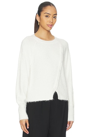 Bobi Diagonal Placket Sweater in White