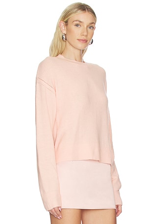 Bobi Crewneck Boxy Sweater in Blush