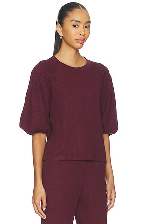 Bobi Bubble Sleeve Pullover in Burgundy