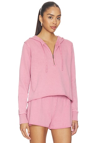 Bobi sudadera corta con media cremallera half zip crop hoodie en color Rosa