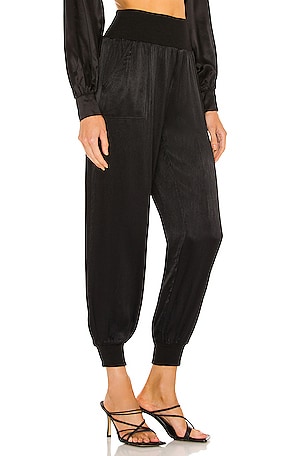 Bobi BLACK Sleek Textured Pant in Black