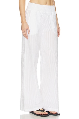Bobi Wide Leg Pant Smocked in White