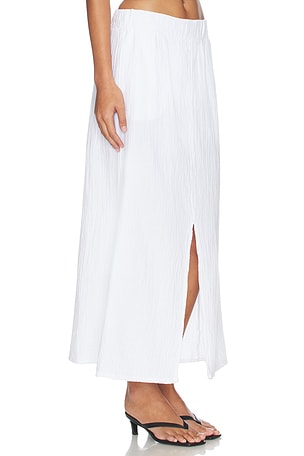 Bobi Split Front Maxi Skirt in White