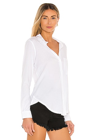 Bobi Light Weight Jersey Button Down in White