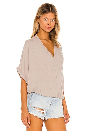 Bobi Beach Crepe Top in Taupe