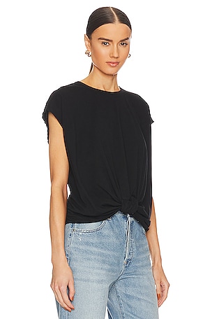 Bobi Crewneck Knot Tee in Black
