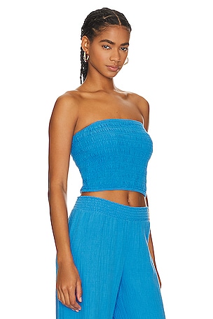 Bobi Strapless Top in Blue