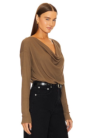 Bobi Cowl Neck Blouse in Olive