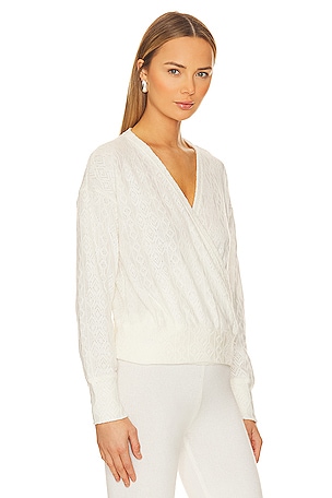 Bobi Wrap Front Long Sleeve Top in White