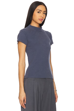 Bobi 1x1 Rib Mock Tee in Slate