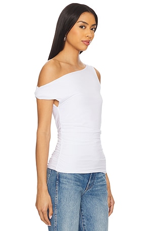 Bobi Twist Off The Shoulder Top in White