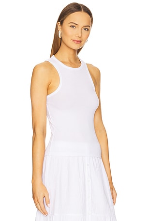 Bobi High Neck Racer Tank in White