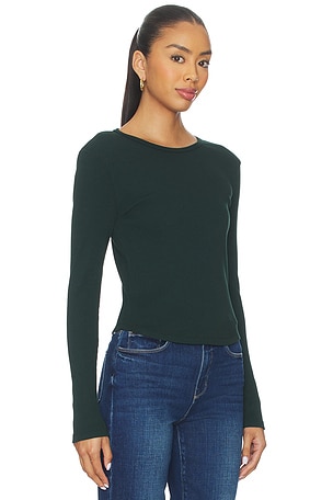 Bobi Crewneck Long Sleeve Tee in Dark Green. Size XS. Also