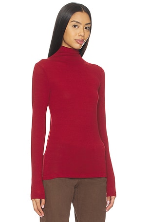 Bobi Mock Turtleneck Tee in Red