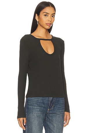 Bobi Front Keyhole Tee in Dark Green. Size XS. Also