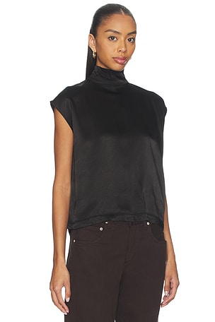 Bobi Mock Neck Muscle Tee in Black. Size XS. Also