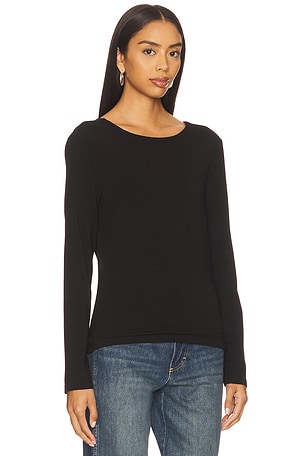 Bobi Long Sleeve Open Cowl Back Top in Black. Size XS. Also