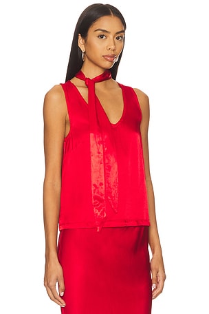 Bobi Tank With Removable Neck Tie in Red