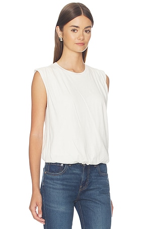 Bobi Sleeveless Bubble Hem Tee in Ivory