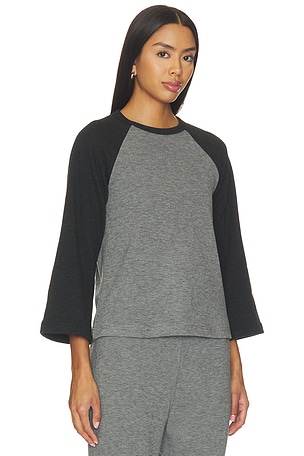 Bobi Color Block 3/4 Sleeve Raglan in Grey