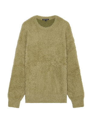 Boiler Room Shaggy Knit Crewneck Sweater in Olive