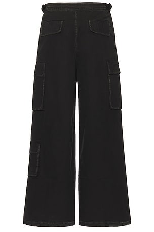 Boiler Room Worn Seam Cargo Pants in Black