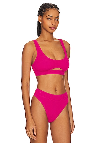 Bond Eye Sasha Bikini Top in Black Eco in Fuchsia