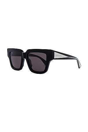 Bottega Veneta Nude Triangle Square Sunglasses in Black