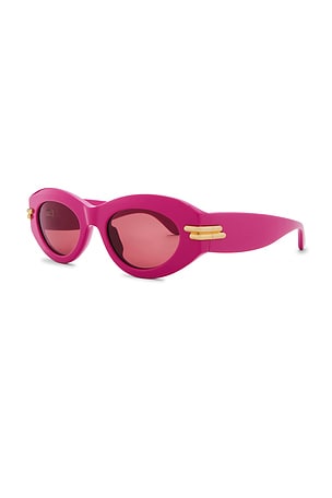 Bottega Veneta Oval Sunglasses in Fuchsia