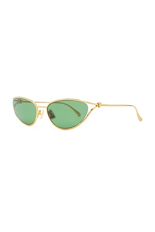 Bottega Veneta Narrow Cat Eye Sunglasses in Metallic Gold