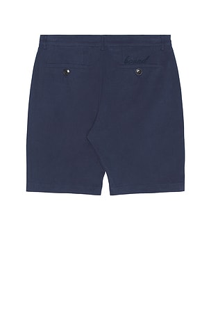 Bound Pleat Smart Canvas Shorts in Navy