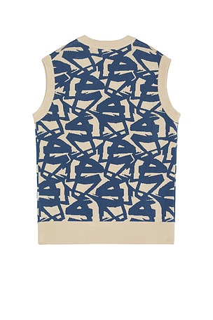 Bound Abstract Ocean Vest in Taupe,Blue
