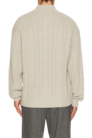 Bound Cable Knit Half Zip Sweater in Grey. Size XL/1X. Also