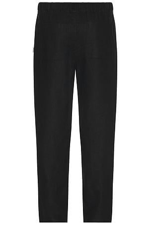 Bound Relaxed Heavy Linen Trousers in Black