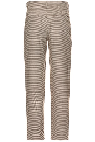 Bound Dogtooth Woven Cropped Trousers in Brown