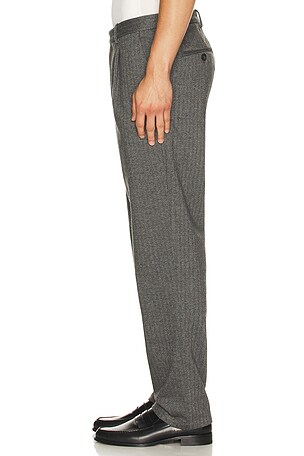 Bound Herringbone Gracell Trouser in Grey