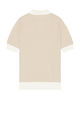 Bound Texture Knit Polo in Nude